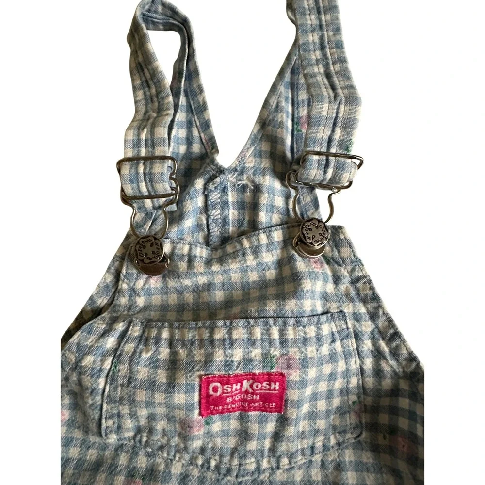 Vintage Oshkosh Floral Gingham Shortalls Toddler Girl 5 Bibs Cottagecore Boho